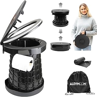 ALEVMOOM Tragbare Toiletten für Erwachsene, Kapazität 272 kg, 40,1 cm Höhe, verstellbare Campi…