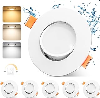 LED Einbaustrahler 230v Dimmbar 68-80mm 4.9W IP44 Ultra Flach LED Spots 3000K/4000K/6000K Deckens…