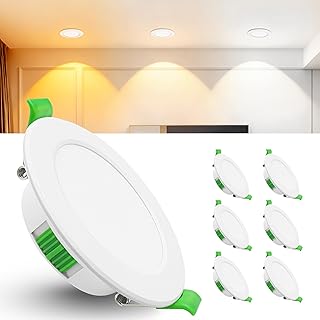 6er Led Einbaustrahler 230V Weiß – Extra Flach IP44 Deckenstrahler – Ø68-75mm Einbau Deckenspot…