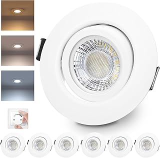 LED Einbaustrahler 230V Dimmbar Weiß LED Spots 6W IP44 Bad Einbauleuchten Schwenkbar Deckenspots…