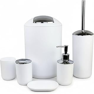 6tlg Badset Badezimmer Zubehör Set Organizer: Seifenspender, Zahnputzbecher, Kosmetikeimer, WC B…