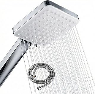 Duschkopf mit 1,5 m Schlauch – Hochdruck Handbrause mit 6 Strahlarten, Rostfreie Verbinder für…