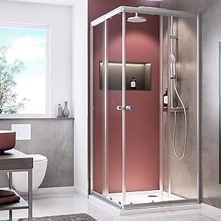 Schulte Duschkabine variabel 75-90 cm, z. B. 90×90 cm, 80×80 cm, 85×85 cm, Eckeinstieg 180 cm mit…