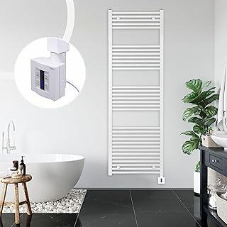 anapont elektrischer Badheizkörper 1775×600 – weiß gerade – Timer-Funktion – Handtuchheizkörpe…