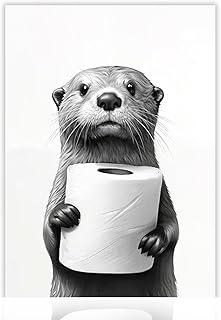 lrgnixs Bilder Badezimmer Deko Poster, Lustigen Otter Poster & Kunstdrucke,Toilettenpapier In Der…