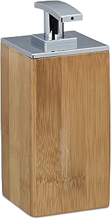 Relaxdays Seifenspender Bambus, nachfüllbar, eckig, HxBxT: 17 x 7 x 7 cm, Lotionspender, 225 ml,…