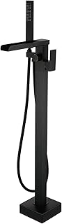 Standarmatur Freistehend Wannenarmatur Wasserfall Schwarz,Messing,Freistehende Wannenarmatur,Einh…