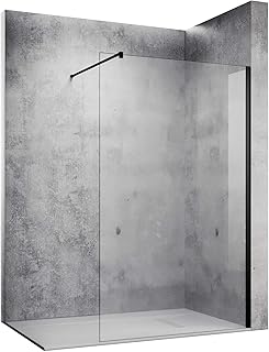 SONNI Duschwand 120 x 200 cm schwarz Walk In dusche mattschwarz style aus 10 mm Nano Glas,Duschab…