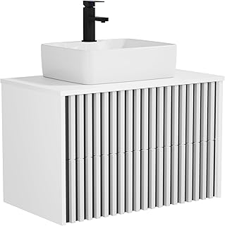 UEV Waschtisch mit Unterschrank, Waschbeckenunterschrank hängend 81cm Badmöbel Set, Waschplatz …