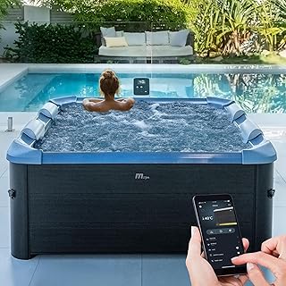Miweba MSpa Whirlpool Outdoor | Frame Oslo Sapphire mit Fester Außenwand – Pool mit App Steuerun…