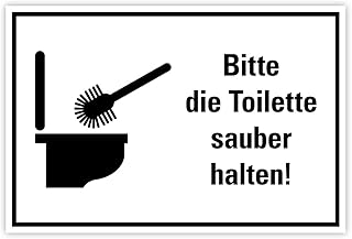 Aufkleber Hygiene Hinweis „Bitte die Toilette sauber halten“ Schild Folie selbstklebend, schw…