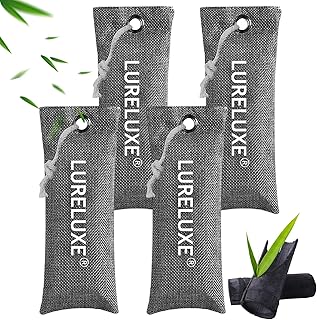 4 Pack Aktivkohle-Geruchsabsorber,Bambuskohle Luftreinigungsbeutel,Bambusaktivkohle ceruchsentfer…