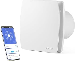 Nova100 100mm Smart WiFi Badlüfter mit Luftfeuchtigkeitssensor zur Wandmontage, Deckenmontage, A…