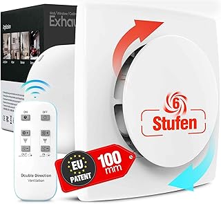 Badlüfter 100mm mit Fernbedienung, Bidirektional, 6 Geschwindigkeiten mit Anzeigeleuchte, Speich…