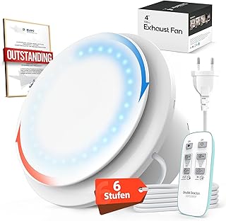 Badlüfter 100mm, 2 Richtungen, 6 Geschwindigkeiten Lüfter Bad mit Fernbedienung, Statusanzeige,…