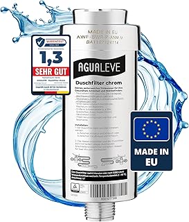 AGUALEVE® Duschfilter – Wasserfilter Dusche – in chrom – gegen Kalk, Schwermetalle, Chlor,…