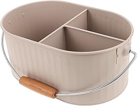 Zerodeko Großer Metall-badezimmer-organizer mit Holzgriff Vielseitiger Aufbewahrungseimer für D…