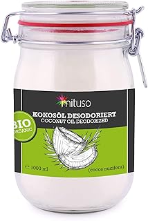 mituso Bio Kokosöl desodoriert 1 Liter | Geschmacksneutral – Ideal zum Braten, Backen, Frittiere…
