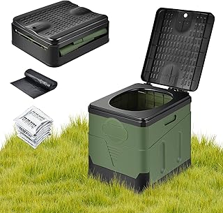 OTraki Campingtoilette Faltbar Mobile Trenntoilette mit 12 Toilettenbeuteln Stabil Camping WC Kom…