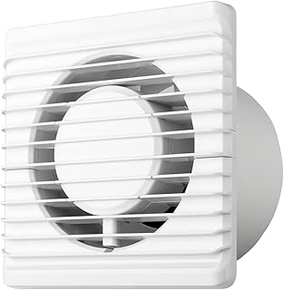MKK Badlüfter Wohnraumlüfter Ø100 mm – Leiser Bad- & WC-Ventilator, Wandlüfter Standard Wei…