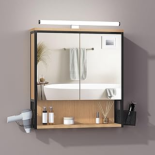 EUGAD Spiegelschrank Bad mit Beleuchtung, Badezimmerschrank mit Spiegel, Badschrank hängend, mit…
