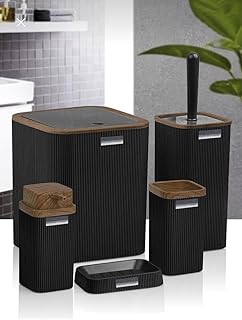 Badezimmer Zubehör aus Holz Badezimmer Set Luxus Modern Bad Zahnbürstenhalter Becher Toilettenb…