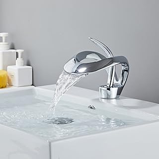 Wasserfall Waschtischarmatur, Wasserhahn Bad Chrom, Wasserhahn Waschbecken für Badezimmer, Einha…
