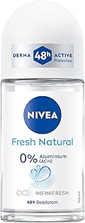 NIVEA Fresh Natural Deo Roll-On, Deoroller ohne Aluminium mit frischem Duft, Deodorant mit Meeres…
