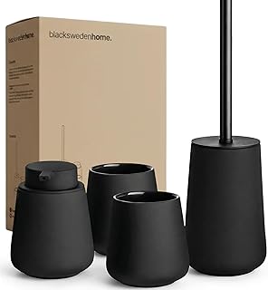 blackswedenhome. Badezimmer Set Schwarz – Hochwertiges Keramik Set – Seifenspender schwarzs, Zahn…