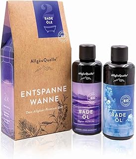 AllgäuQuelle® Bio Badeöl-Set mit ätherische-Öle 2x100ml – ✓ Allgäuer Atemwohl ✓ Allgäu…