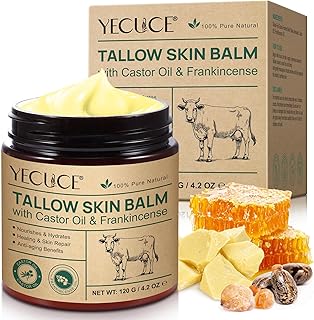 Beef Tallow Creme Bio – 100% Grasgefüttertes Rindertalg mit Rizinusöl Weihrauchöl, Rindertalg …