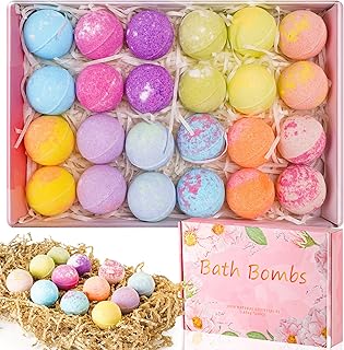 Badebomben Geschenk Set 24 Pcs, Badekugeln 30g mit Rein Natürlichen ätherischen Ölen, Einzeln …