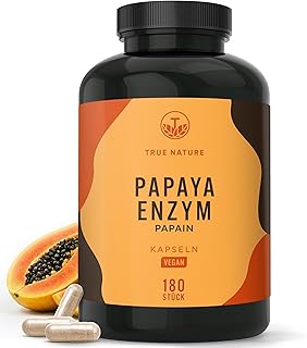 Papaya Enzym Kapseln – Hochdosiert: 2100mg Papain Extrakt – 180 Kapseln – Papain Enzymaktivität:…