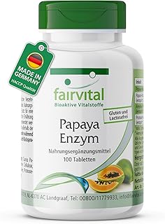 Fairvital | Papaya Enzym Tabletten – 100 Tabletten – schluckfreundlich – HOCHDOSIERT – VEGAN – mi…