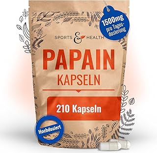 Papain Kapseln – 210 Carica Papaya Enzym Kapseln – hochdosiert – 1500mg pro Tagesdosierung …