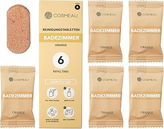 Cosmeau Nachhaltige WC- und Badreiniger Orangenduft – 6 Konzentrierte Reinigungstabletten für Ba…