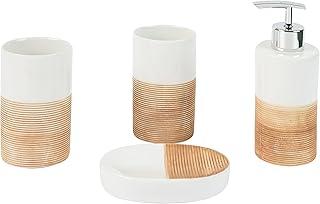 axentia 128405 Bad Accessoires Set Rimini – 4-teilig Badezimmer Set aus Seifenspender, Seifenscha…
