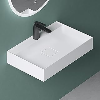 Mai & Mai Waschbecken Aufsatzwaschbecken Hängewaschbecken matt Weiß inkl. Ablaufgarnitur Minera…