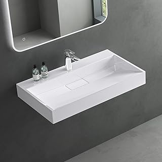 Mai & Mai Waschbecken Weiß Aufsatzwaschbecken Hängewaschbecken Hängewaschtisch inkl. Ablaufgar…
