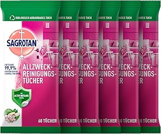 Sagrotan Allzweck-Reinigungstücher Blütenfrische und grüner Apfel, gegen 99,9% der Bakterien, …