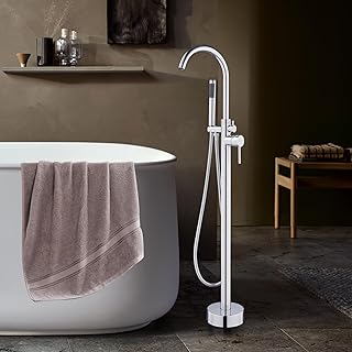 ROVOGO Ganzmetall Freistehende Badewannenarmatur mit Handbrause, 360° Schwenkbar Messing Wannena…