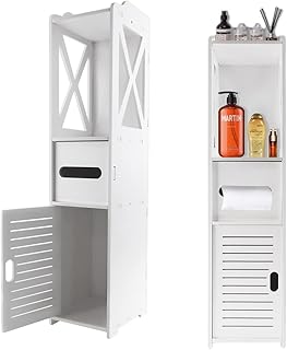 Badezimmer-Unterschrank, wasserdicht, freistehend, weiß, schmal, Badezimmer-Aufbewahrungseinheit…