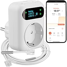 revolt Stecker: WLAN-Steckdosen-Thermostat für Heiz- & Klimageräte, App, 2 Sensoren (Alexa Ther…