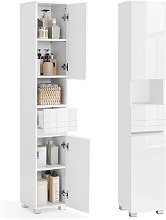 VASAGLE Badezimmerschrank, Badschrank, Badezimmermöbel mit Einer Schublade, verstellbare Ablagen…