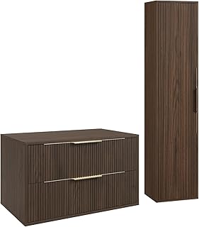 Badplaats Waschbeckenunterschrank Rimini 80 x 46 cm Walnuss Braun – Hängender Badezimmerschrank …