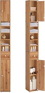 SoBuy Badezimmerschrank Hochschrank Schmal Badschrank für kleine Bäder mit verstellbaren Einleg…