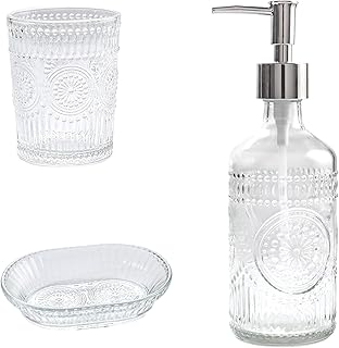 Teilglas Seifenverteiler Set, Sanitär Zahnbürstenbesitzer, grobe Schale, Badezimmer Thekenplane…