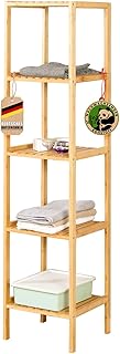 Floordirekt Bambus Regal, schmales Standregal für Badezimmer, Schlafzimmer, Wohnzimmer, Holzrega…