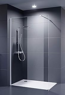 Duschwand 120×200 cm Palladium Walk In Neo 8 mm Glaswand mit Nano Clean Beschichtung Glasversiege…