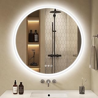 S’bagno Runder-Badspiegel-mit-Beleuchtung-80cm, Badezimmerspiegel-mit-Beleuchtung-und-Bluetooth, …